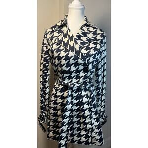 Houndstooth Vertigo Clueless Belted Pea Coat Preppy Academia XS